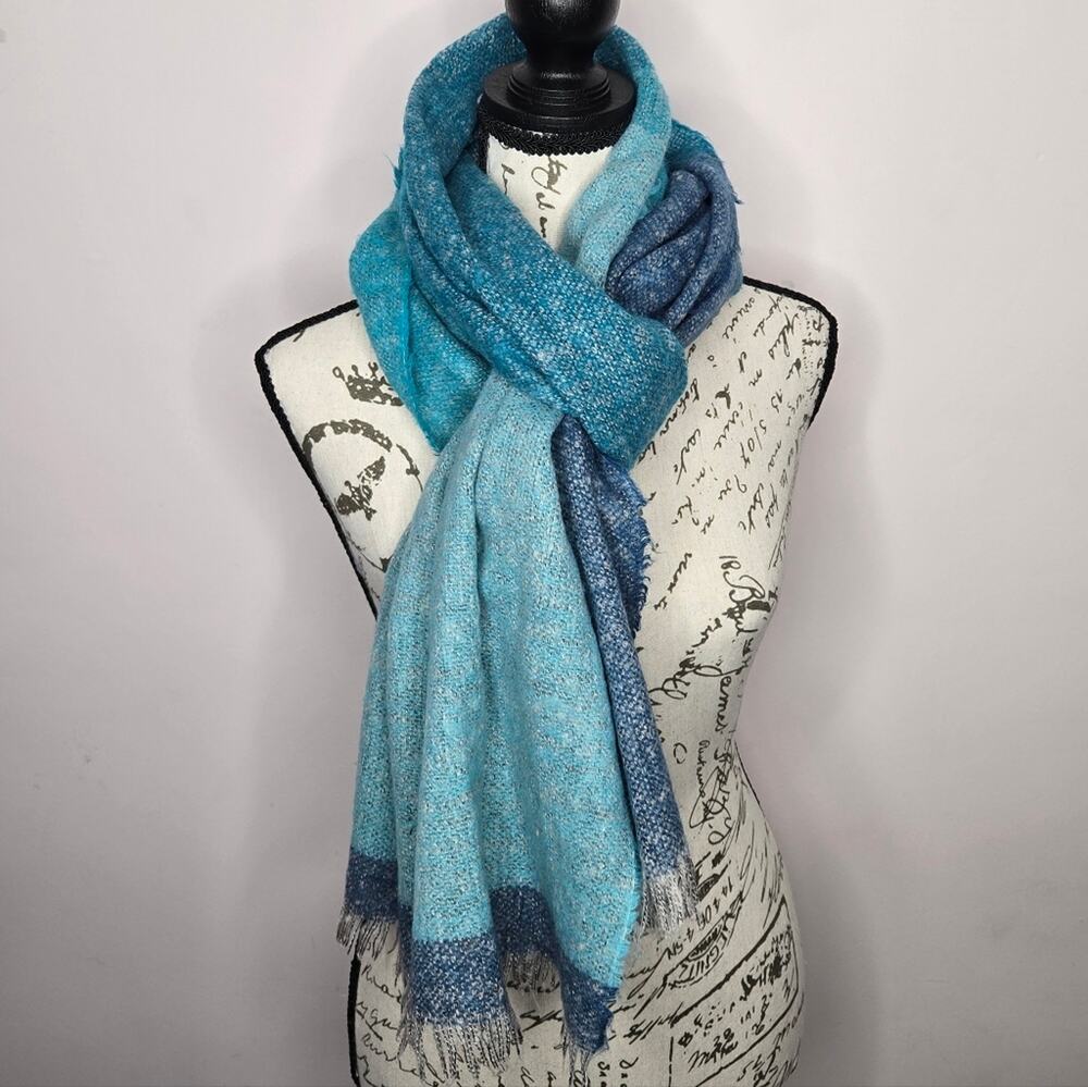 Tickled Pink Multi Blues & Teal Women's Blanket Scarf One Size